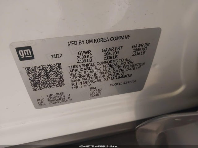 45897729 :رقم المزاد ، KL4MMGSLXPB084908 vin ، 2023 Buick Encore Gx Essence Awd مزاد بيع