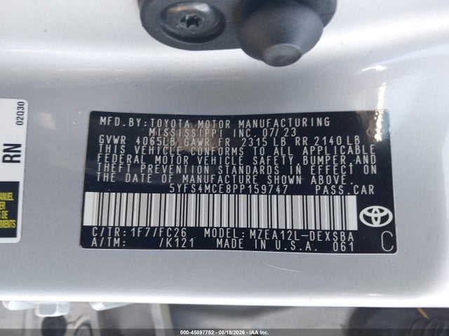 45897752 :رقم المزاد ، 5YFS4MCE8PP159747 vin ، 2023 Toyota Corolla Se مزاد بيع