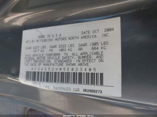 Продаж на аукціоні авто 2005 Chrysler Sebring Limited, vin: 4C3AG52H05E023405, номер лоту: 45897754
