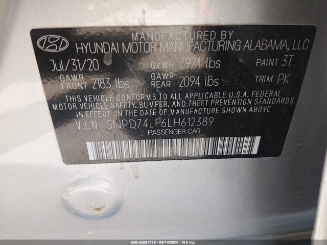 Hyundai ELANTRA SE 2020 5NPD74LF6LH612389 Image 9