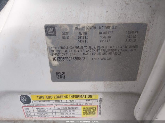 Продаж на аукціоні авто 2010 Chevrolet Malibu Lt, vin: 1G1ZD5EB9AF305393, номер лоту: 45897786