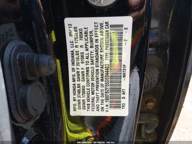 Aukcja sprzedaży 2013 Honda Civic Lx, vin: 19XFB2F55DE044463, numer aukcji: 45897834