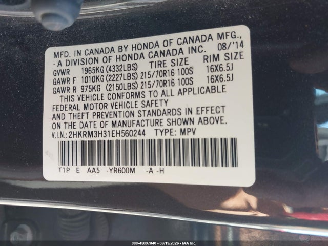 Honda CR-V LX 2014 2HKRM3H31EH560244 Image 9
