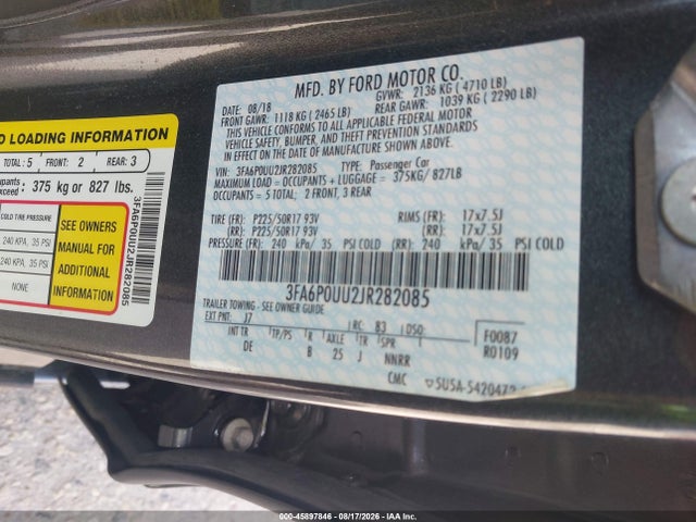 Продаж на аукціоні авто 2018 Ford Fusion Hybrid S, vin: 3FA6P0UU2JR282085, номер лоту: 45897846