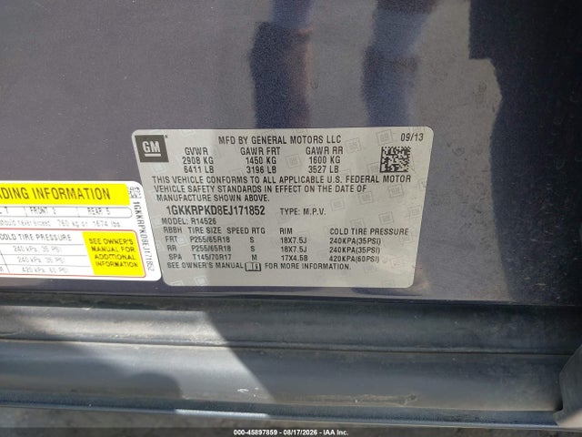 1GKKRPKD8EJ171852 GMC Acadia Sle-2