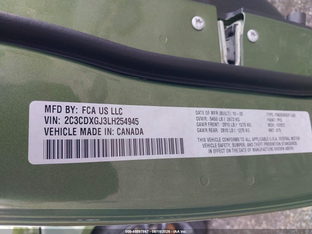 Aukcja sprzedaży 2020 Dodge Charger Scat Pack Rwd, vin: 2C3CDXGJ3LH254945, numer aukcji: 45897867