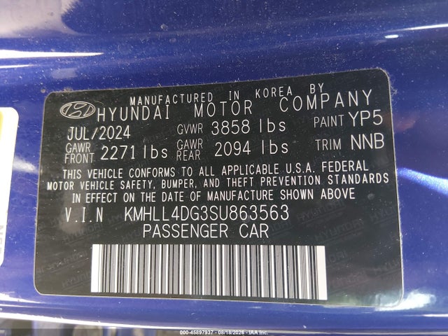 Продажа на аукционе авто 2025 Hyundai Elantra Se, vin: KMHLL4DG3SU863563, номер лота: 45897937