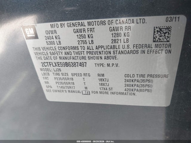 Продажа на аукционе авто 2011 Gmc Terrain Slt-2, vin: 2CTFLXE59B6387497, номер лота: 45898088