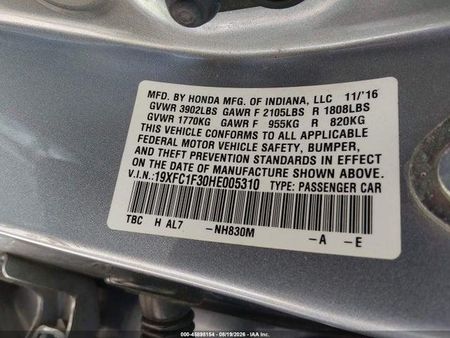 Honda Civic Ex-t 2017 19XFC1F30HE005310 Image 9