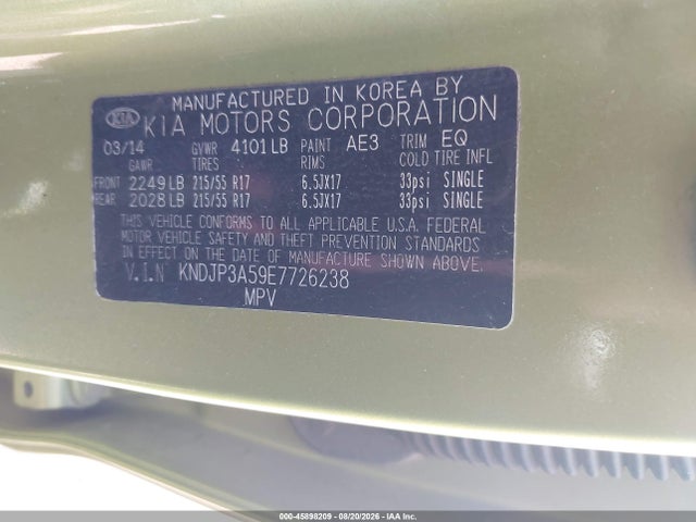 Aukcja sprzedaży 2014 Kia Soul +, vin: KNDJP3A59E7726238, numer aukcji: 45898209
