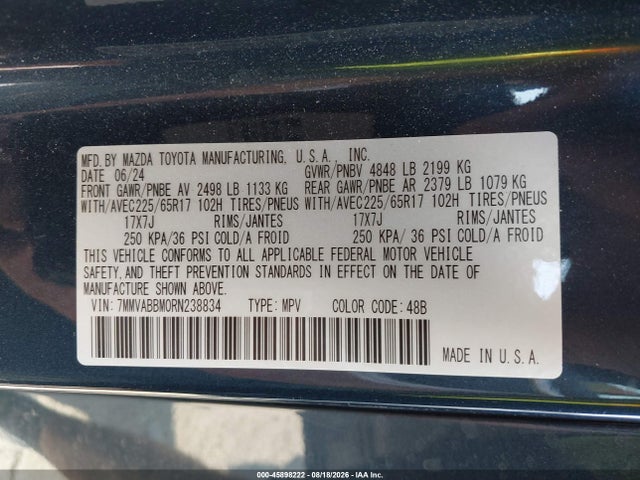 Aukcja sprzedaży 2024 Mazda Cx-50 2.5 S Preferred, vin: 7MMVABBM0RN238834, numer aukcji: 45898222