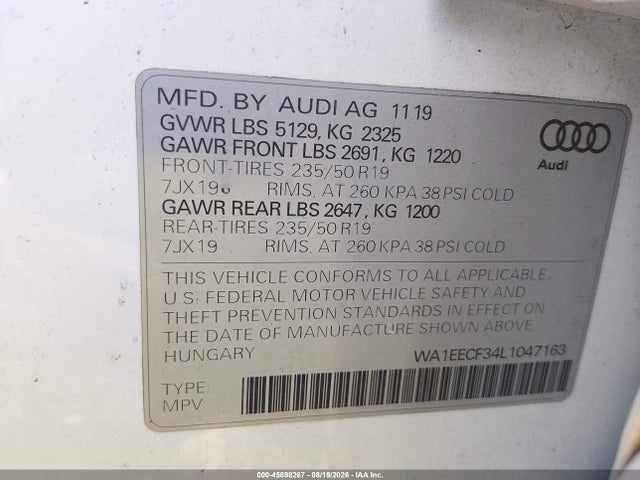 Aukcja sprzedaży 2020 Audi Q3 Premium Plus 45 Tfsi S Line Quattro Tiptronic, vin: WA1EECF34L1047163, numer aukcji: 45898267