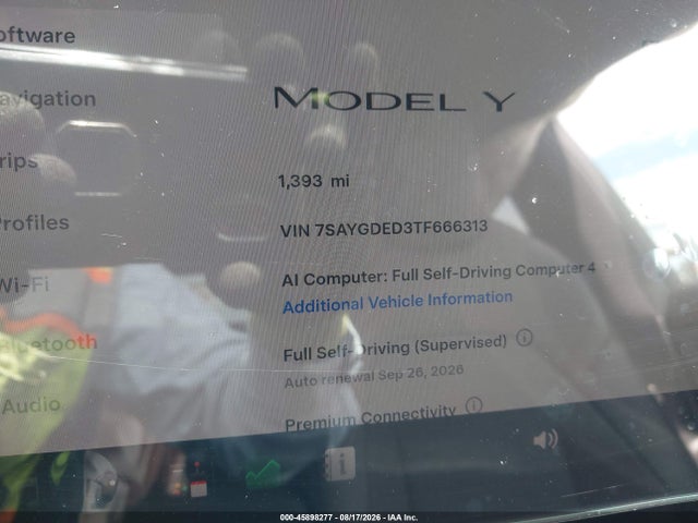 Aukcja sprzedaży 2026 Tesla Model Y, vin: 7SAYGDED3TF666313, numer aukcji: 45898277