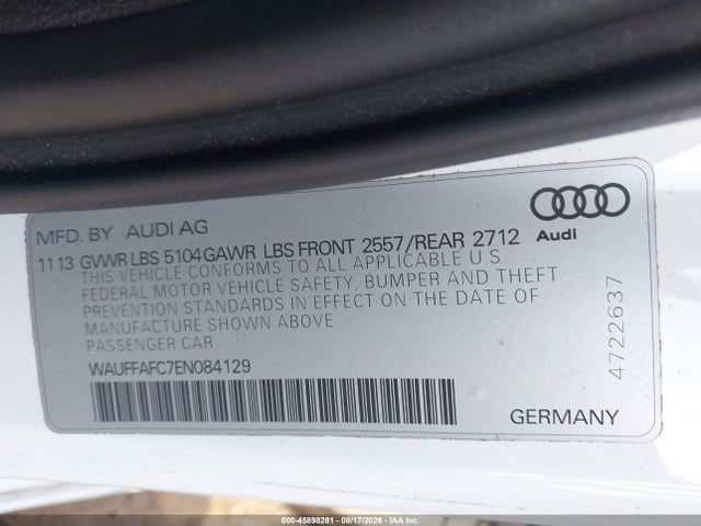 Продажа на аукционе авто 2014 Audi A6 2.0t Premium, vin: WAUFFAFC7EN084129, номер лота: 45898281