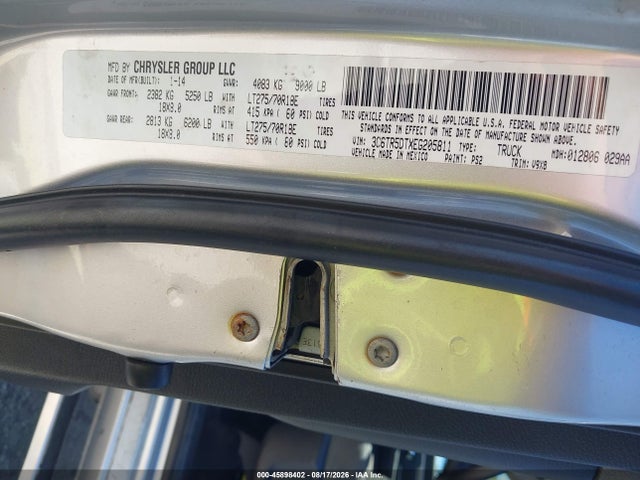 45898402 :رقم المزاد ، 3C6TR5DTXEG205811 vin ، 2014 Ram 2500 Slt مزاد بيع