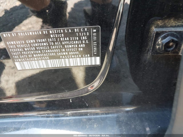 Продаж на аукціоні авто 2014 Volkswagen Jetta 2.0l S, vin: 3VW2K7AJ9EM391590, номер лоту: 45898452