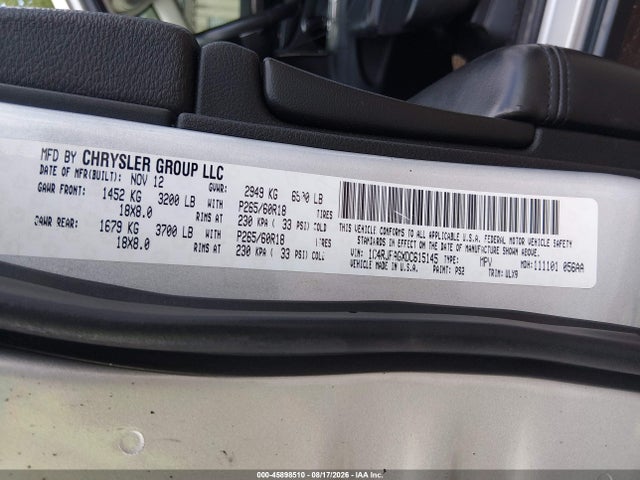 Aukcja sprzedaży 2013 Jeep Grand Cherokee Laredo, vin: 1C4RJFAGXDC615145, numer aukcji: 45898510