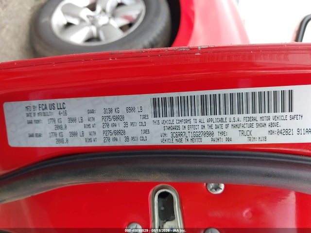Aukcja sprzedaży 2016 Ram 1500 Big Horn, vin: 3C6RR7LT1GG270900, numer aukcji: 45898529