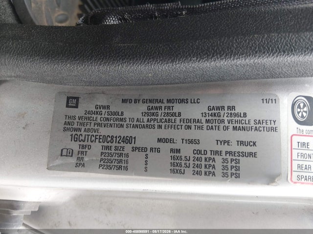 2012 Chevrolet Colorado Lt W/1lt მანქანა იყიდება აუქციონზე, vin: 1GCJTCFE0C8124601, აუქციონის ნომერი: 45898591