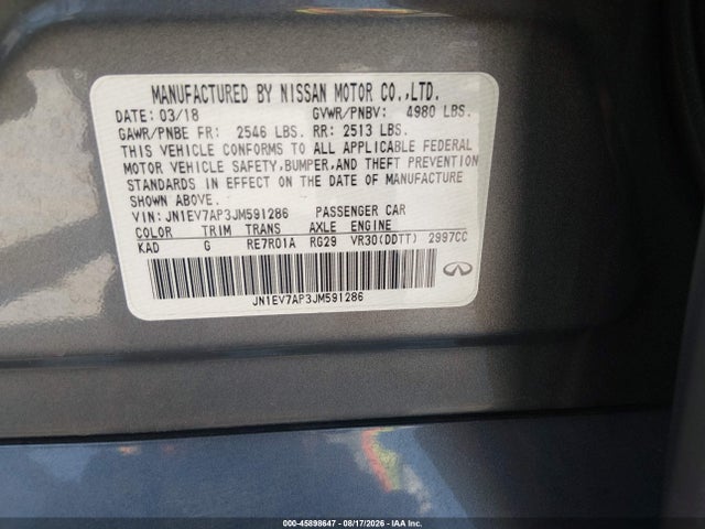 JN1EV7AP3JM591286 Infiniti Q50 3.0t Luxe