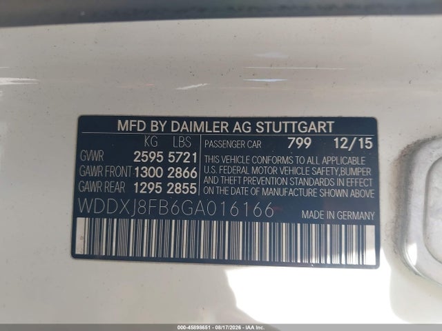2016 Mercedes-benz S 550 4matic მანქანა იყიდება აუქციონზე, vin: WDDXJ8FB6GA016166, აუქციონის ნომერი: 45898651