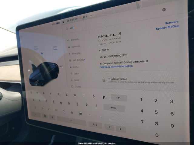 Aukcja sprzedaży 2021 Tesla Model 3 Long Range Dual Motor All-wheel Drive, vin: 5YJ3E1EB7MF002429, numer aukcji: 45898675