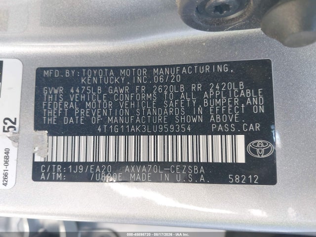 4T1G11AK3LU959354 Toyota CAMRY SE