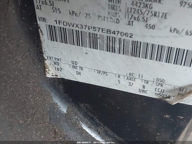 45898721 :رقم المزاد ، 1FDWX37P57EB47062 vin ، 2007 Ford F-350 Chassis مزاد بيع