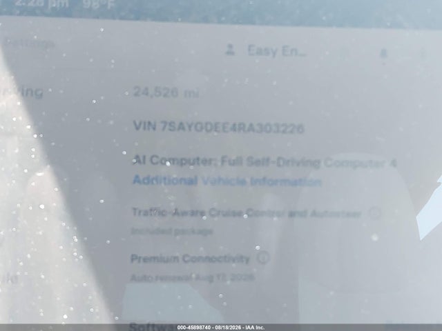 45898740 :رقم المزاد ، 7SAYGDEE4RA303226 vin ، 2024 Tesla Model Y Long Range Dual Motor All-wheel Drive مزاد بيع