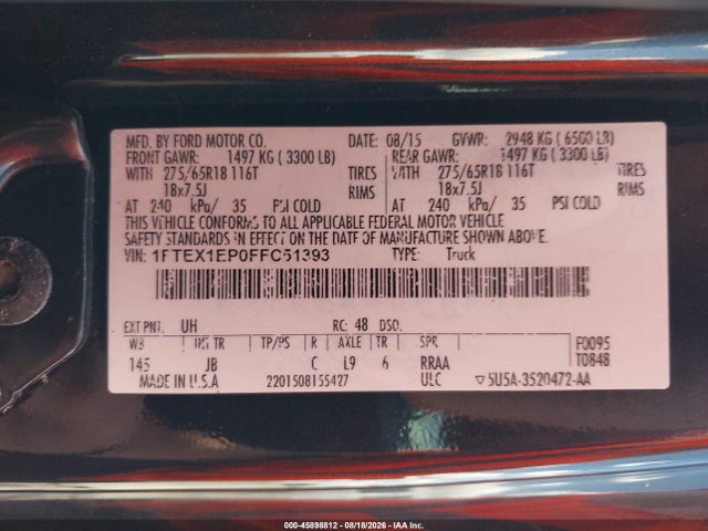 1FTEX1EP0FFC51393 Ford F-150 Xlt