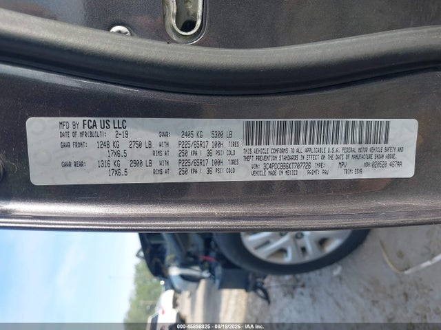 Auction sale of the 2019 Dodge Journey Se, vin: 3C4PDCBB6KT707726, lot number: 45898825