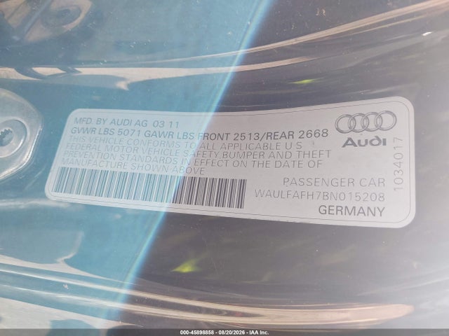 Продаж на аукціоні авто 2011 Audi A5 2.0t Premium, vin: WAULFAFH7BN015208, номер лоту: 45898858