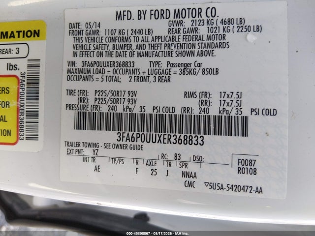 3FA6P0UUXER368833 Ford Fusion Hybrid S