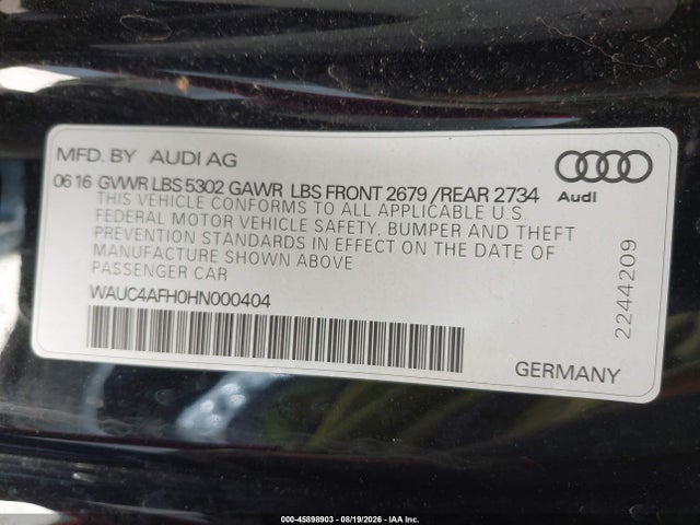 Продажа на аукционе авто 2017 Audi S5 Cabriolet 3.0t (s Tronic) (no Longer Available For Ordering), vin: WAUC4AFH0HN000404, номер лота: 45898903