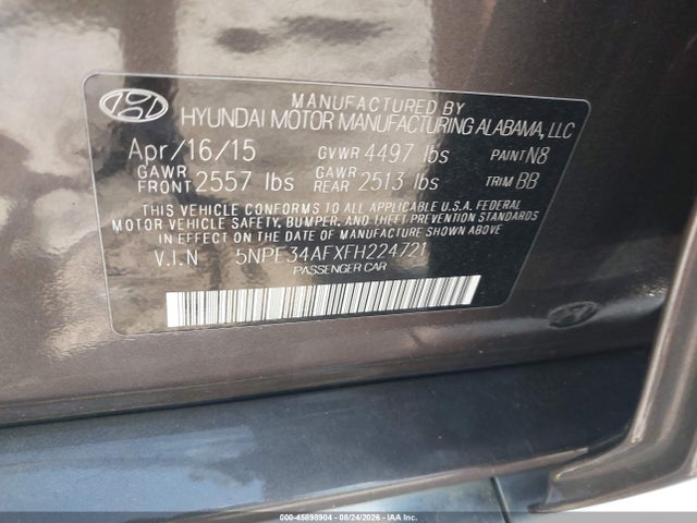 Продажа на аукционе авто 2015 Hyundai Sonata Sport, vin: 5NPE34AFXFH224721, номер лота: 45898904