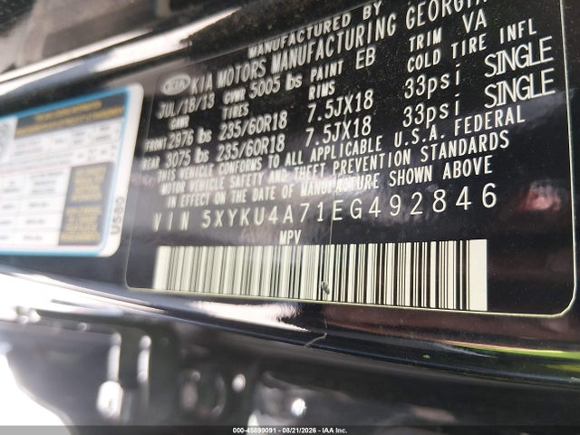 KIA Sorento Ex V6 2014 5XYKU4A71EG492846 Image 9