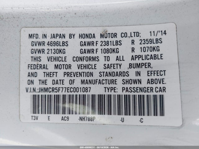 Aukcja sprzedaży 2014 Honda Accord Plug-in Hybrid, vin: JHMCR5F77EC001087, numer aukcji: 45899231