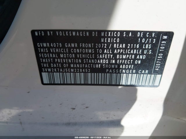 Volkswagen Jetta 2.0l S 2014 3VW2K7AJ5EM228452 Image 9