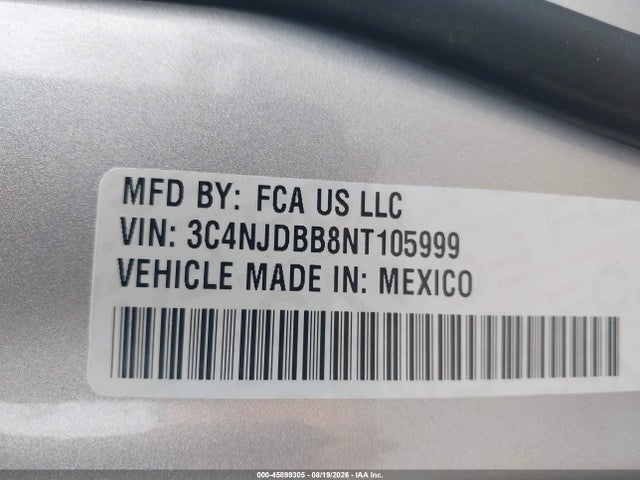 Продажа на аукционе авто 2022 Jeep Compass Latitude 4x4, vin: 3C4NJDBB8NT105999, номер лота: 45899305