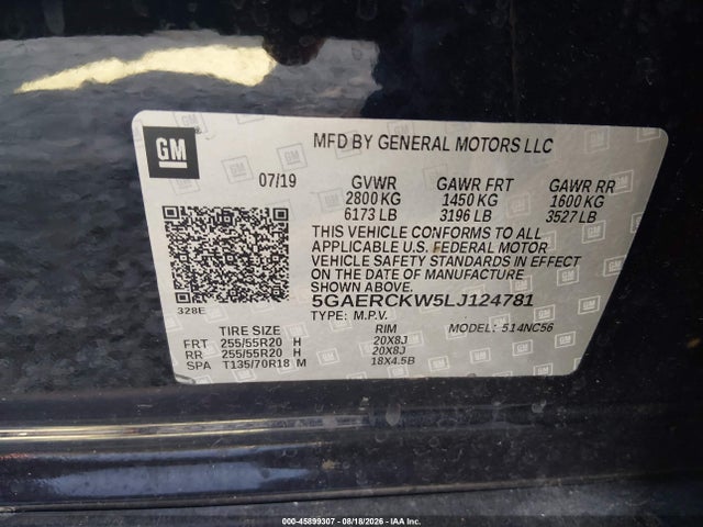 Aukcja sprzedaży 2020 Buick Enclave Fwd Premium, vin: 5GAERCKW5LJ124781, numer aukcji: 45899307