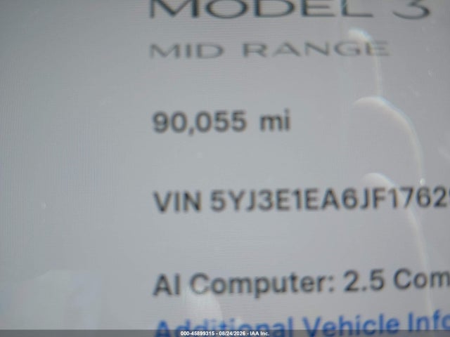 5YJ3E1EA6JF176298 Tesla Model 3 Long Range/mid Range