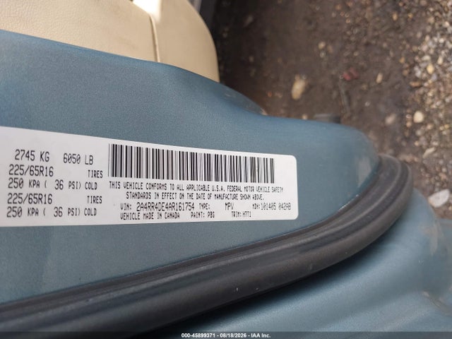 45899371 :رقم المزاد ، 2A4RR4DE4AR161754 vin ، 2010 Chrysler Town & Country Lx مزاد بيع