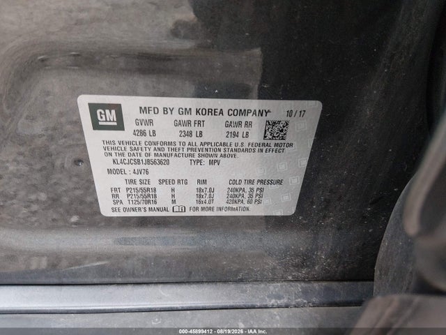 Продажа на аукционе авто 2018 Buick Encore Essence, vin: KL4CJCSB1JB563620, номер лота: 45899412
