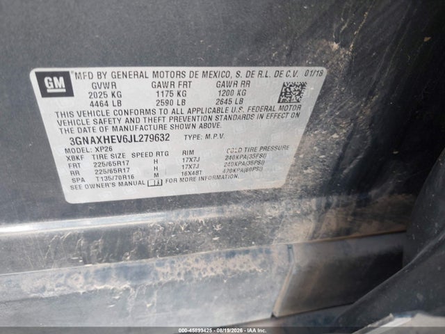Chevrolet EQUINOX LS 2018 3GNAXHEV6JL279632 Image 9