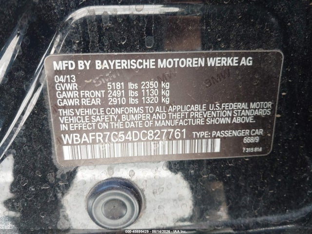 Aukcja sprzedaży 2013 Bmw 535i, vin: WBAFR7C54DC827761, numer aukcji: 45899429