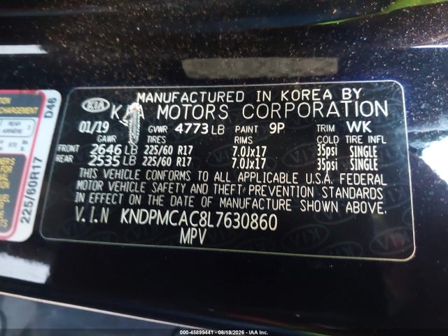 Продажа на аукционе авто 2020 Kia Sportage Lx, vin: KNDPMCAC8L7630860, номер лота: 45899441