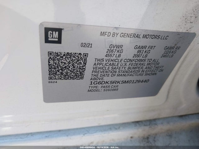 45899454 :رقم المزاد ، 1G6DK5RK5M0129440 vin ، 2021 Cadillac Ct4 Luxury مزاد بيع