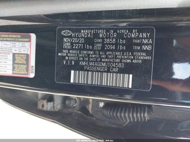 Продажа на аукционе авто 2021 Hyundai Elantra Sel, vin: KMHLM4AG0MU104583, номер лота: 45899476