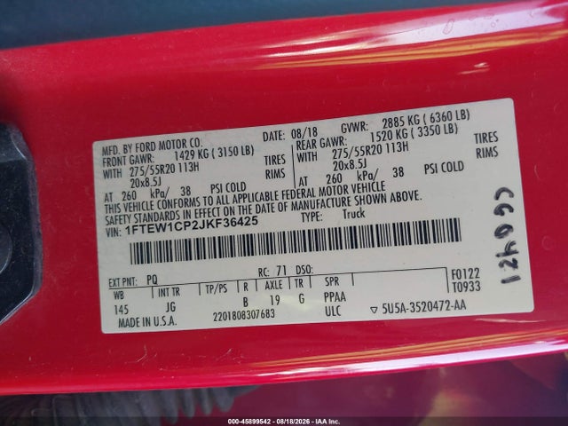 Ford F-150 Xl 2018 1FTEW1CP2JKF36425 Image 9