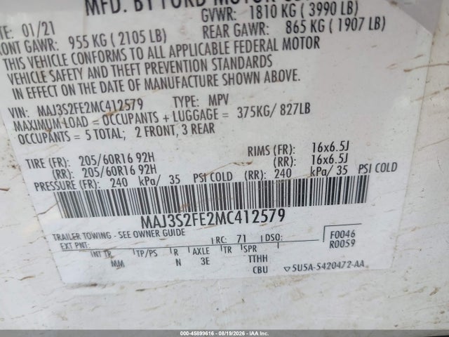 Ford ECOSPORT S 2021 MAJ3S2FE2MC412579 Image 9